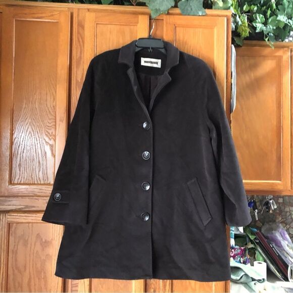 Kristen Blake Studio Collection Brown Angora Wool Blend Buttons Jacket Coat - 16 - Picture 4 of 14